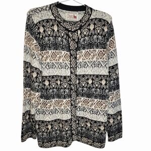 The Alpaca Connection 100% Alpaca Wool Cardigan Sweater Small‎ Fair Isle Peru